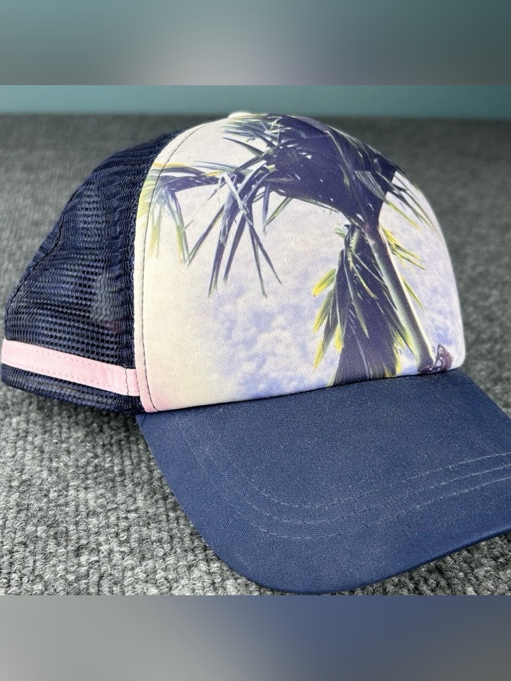 ROXY Womens Floral Snapback Hat Adjustable Mesh Back Foam Front Cap Surf Beach